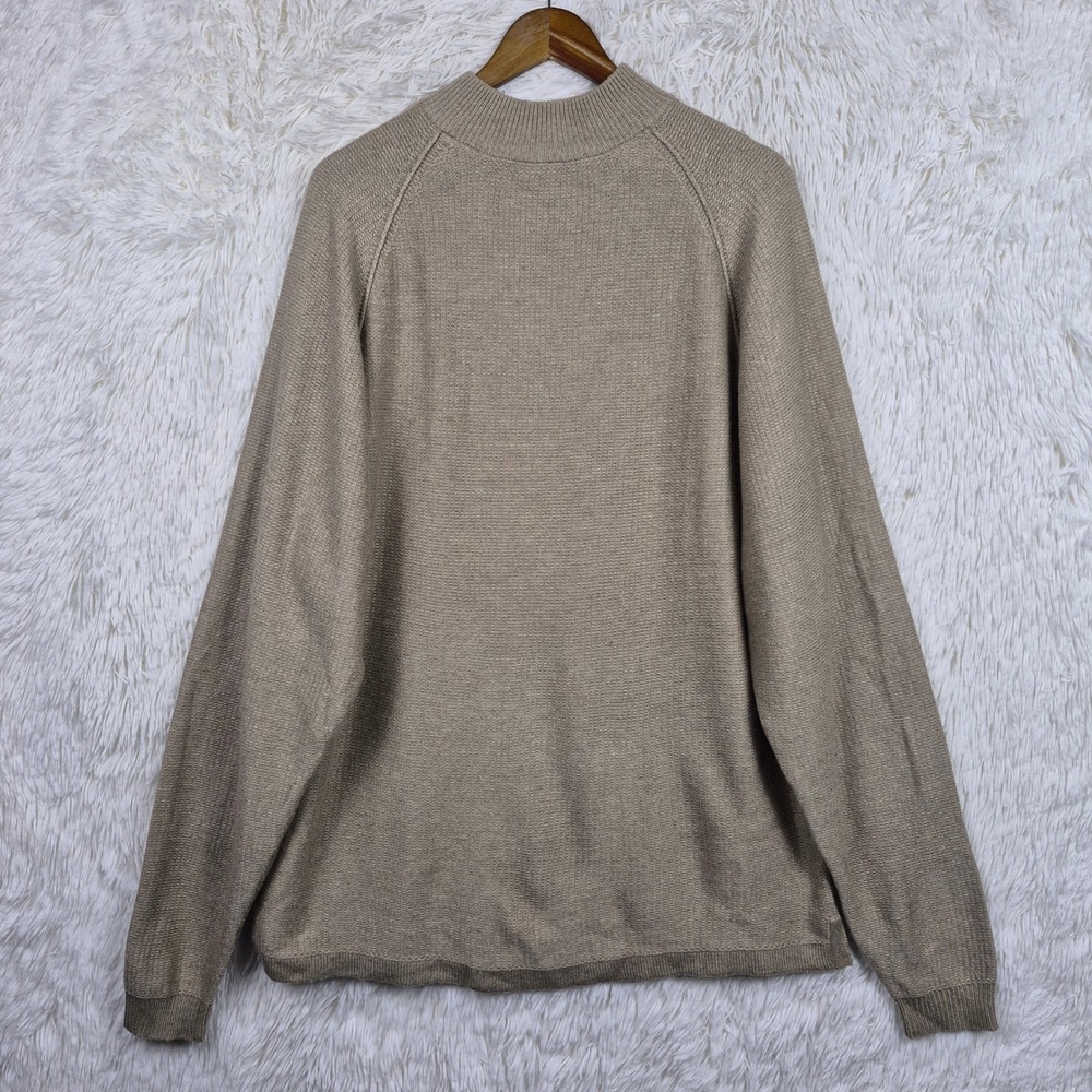 The Territory Ahead Mens XXL Silk Cashmere Mock Neck Sweater Tan Beige